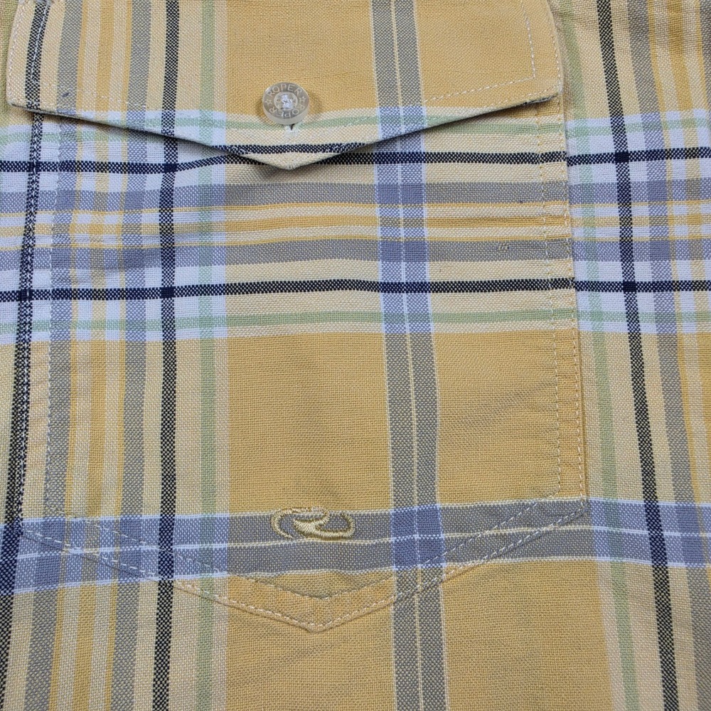 Roper Button Down Shirt Mens Large Yellow Plaid Short Sleeve Excellent Western - Picture 3 of 8